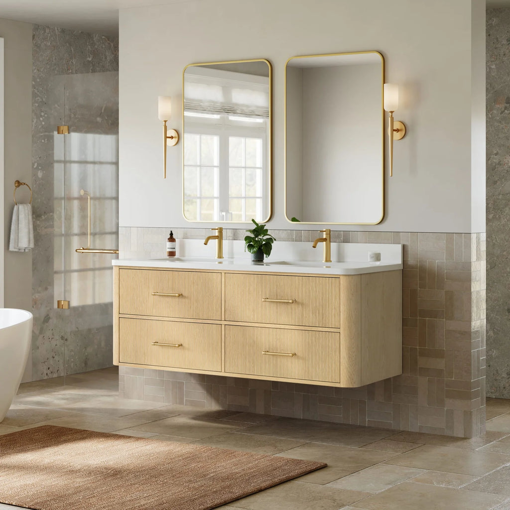 Francesca WM Wall Mounted Bathroom Vanity with Double Sink Single hole Faucet