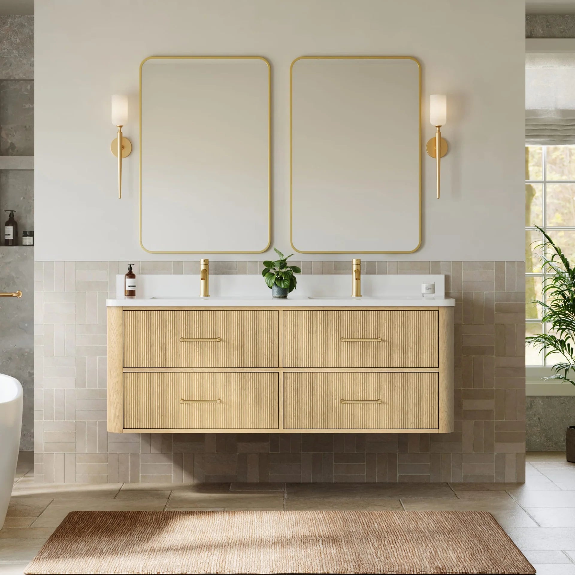 Francesca WM Wall Mounted Bathroom Vanity with Double Sink Single hole Faucet
