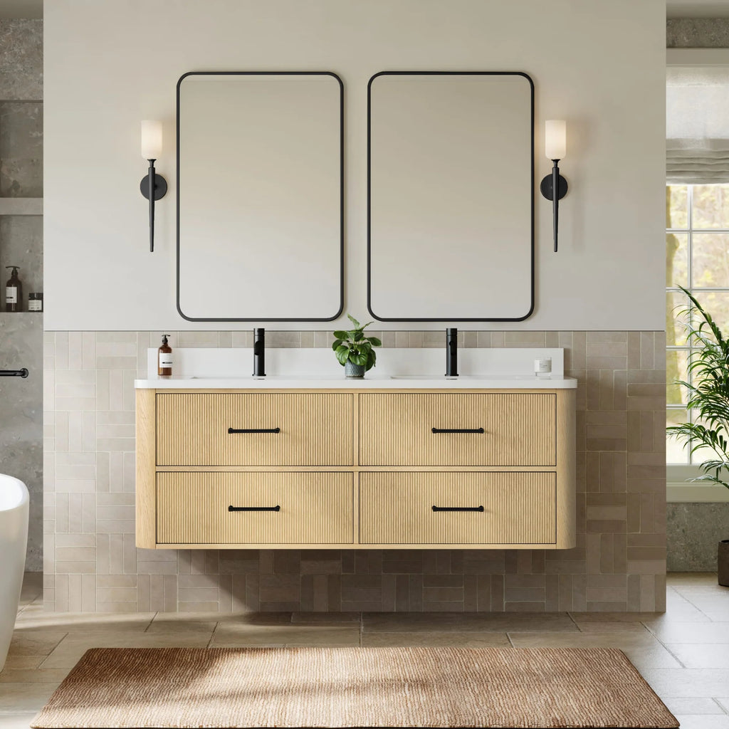 Francesca WM Wall Mounted Bathroom Vanity with Double Sink Single hole Faucet