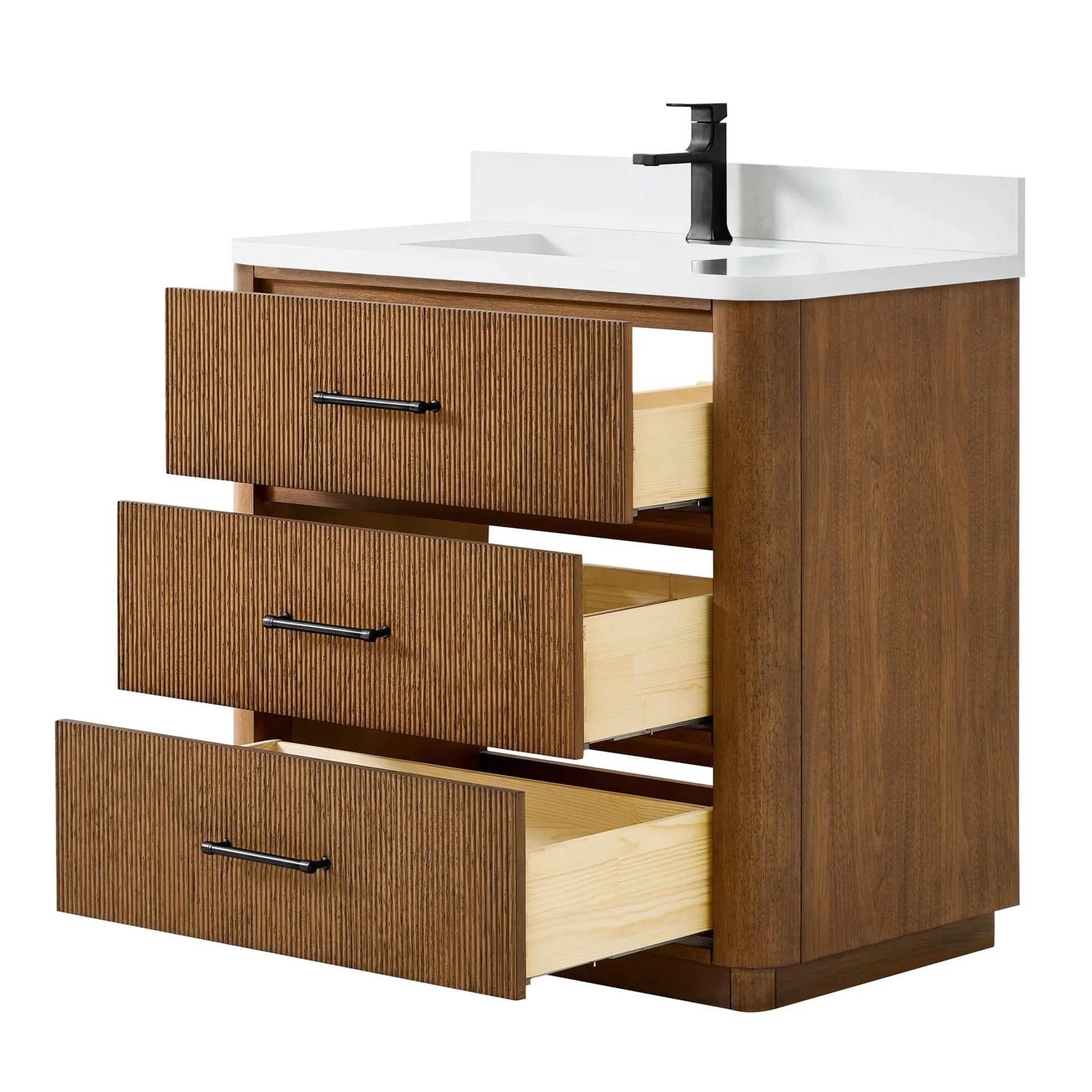 Francesca Bathroom Vanity with Countertop Single Sink Single hole Faucet Setup