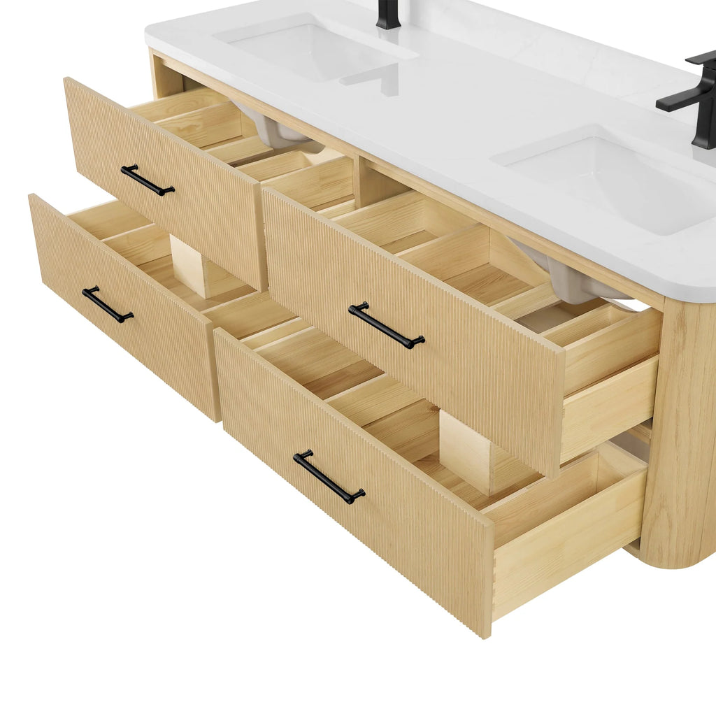 Francesca WM Wall Mounted Bathroom Vanity with Double Sink Single hole Faucet