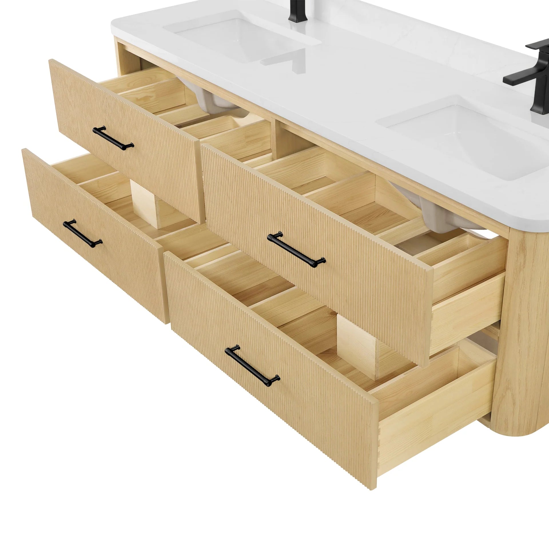 Francesca WM Wall Mounted Bathroom Vanity with Double Sink Single hole Faucet
