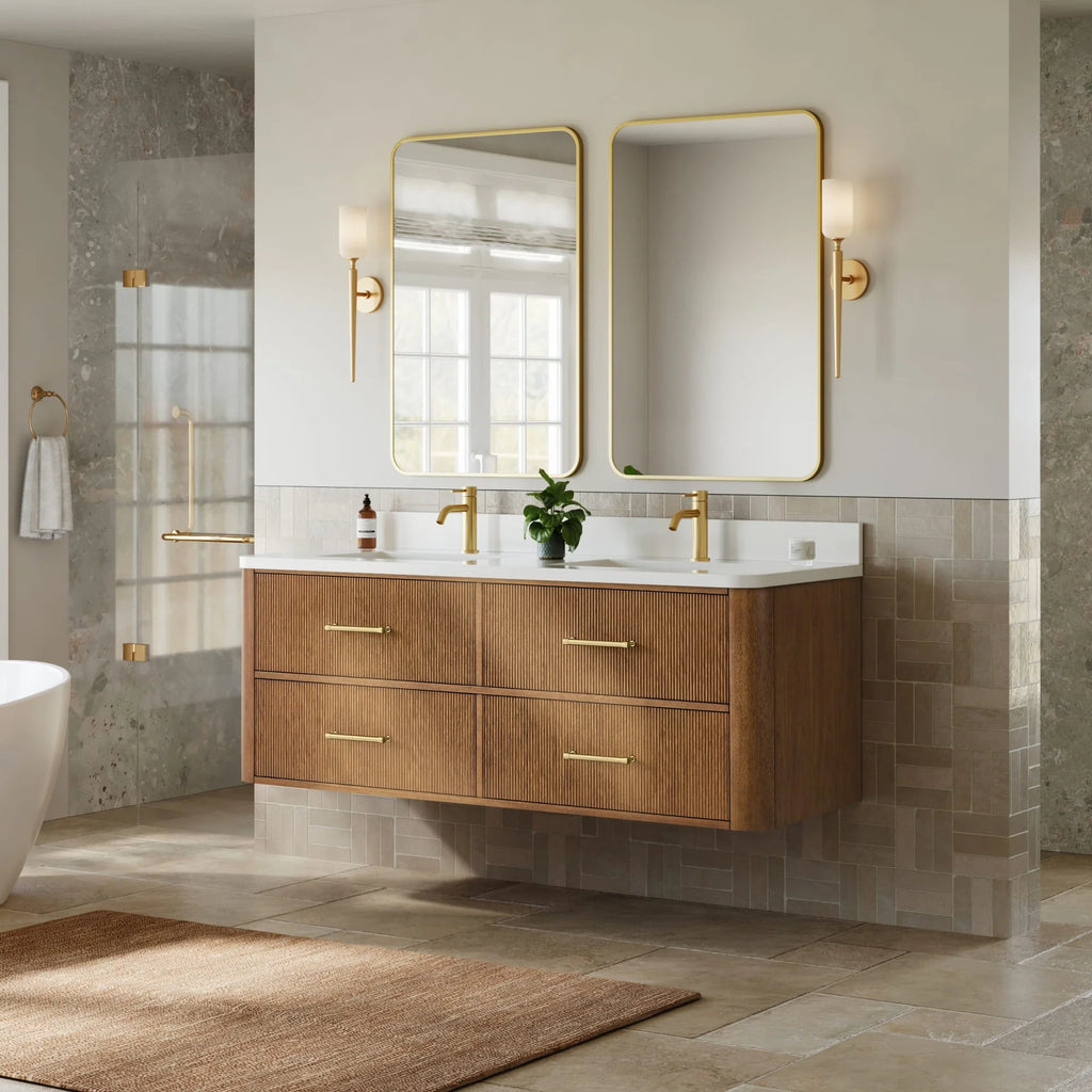 Francesca WM Wall Mounted Bathroom Vanity with Double Sink Single hole Faucet