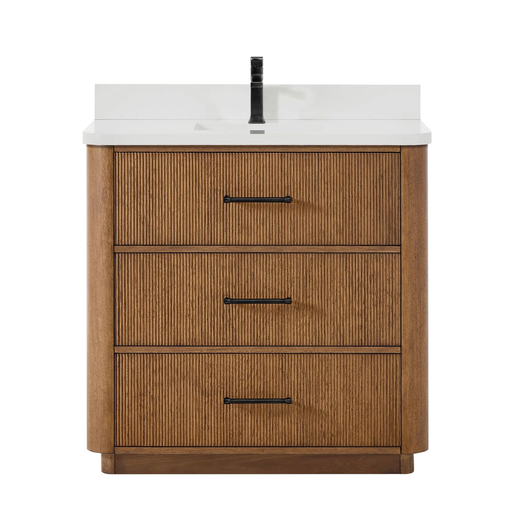 Francesca Bathroom Vanity with Countertop Single Sink Single hole Faucet Setup