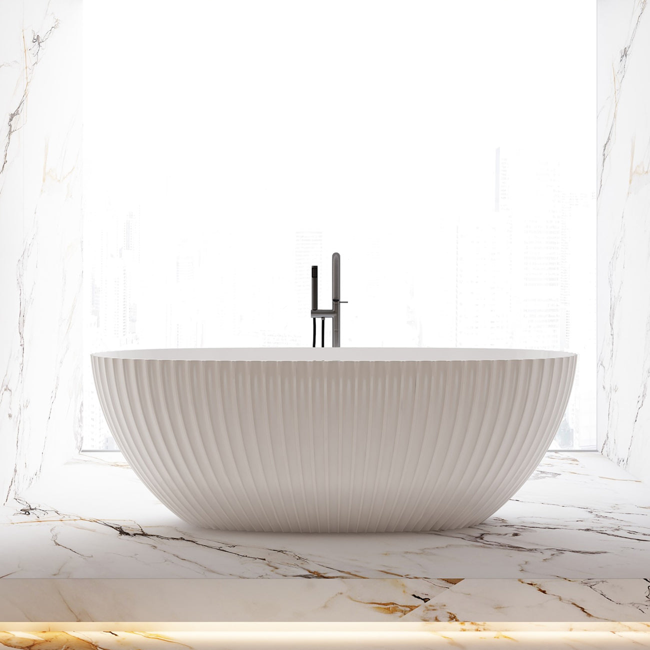 Damari 67-Inch Acrylic Fluted Freestanding Bathtub