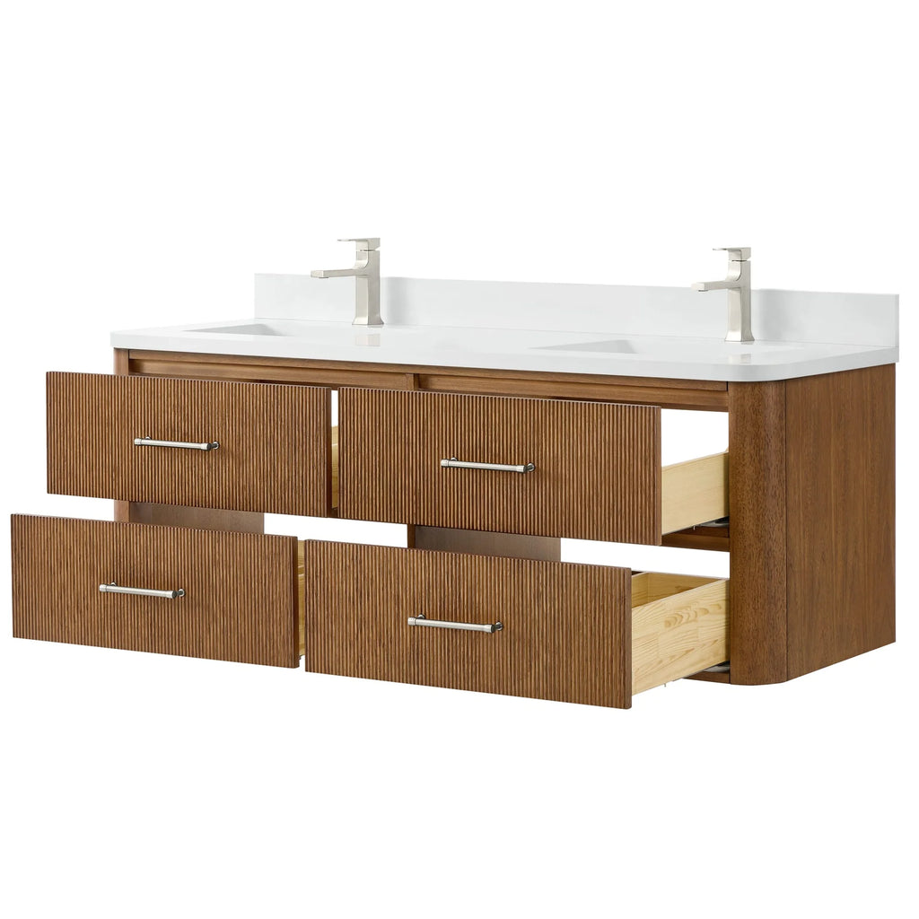 Francesca WM Wall Mounted Bathroom Vanity with Double Sink Single hole Faucet