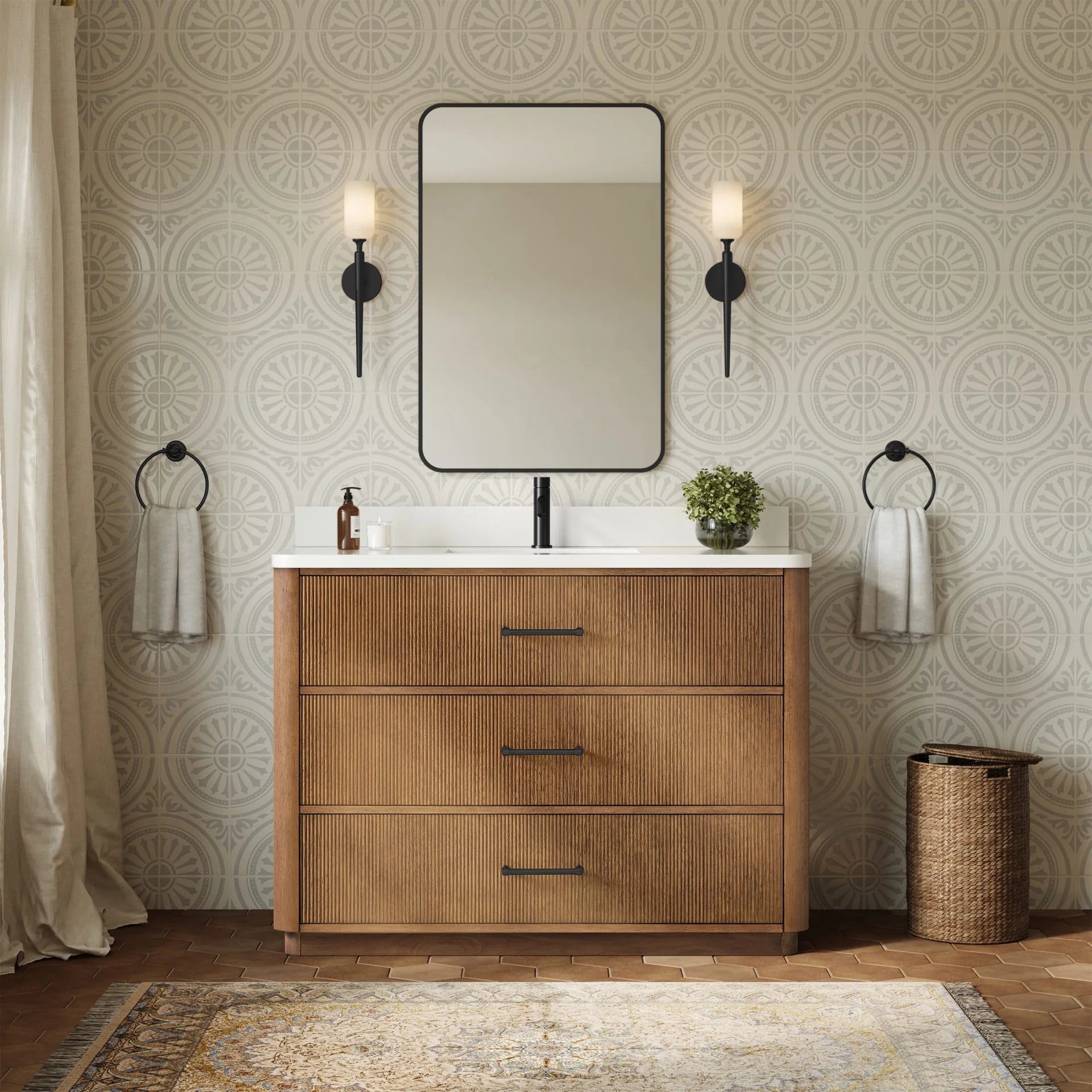 Francesca Bathroom Vanity with Countertop Single Sink Single hole Faucet Setup