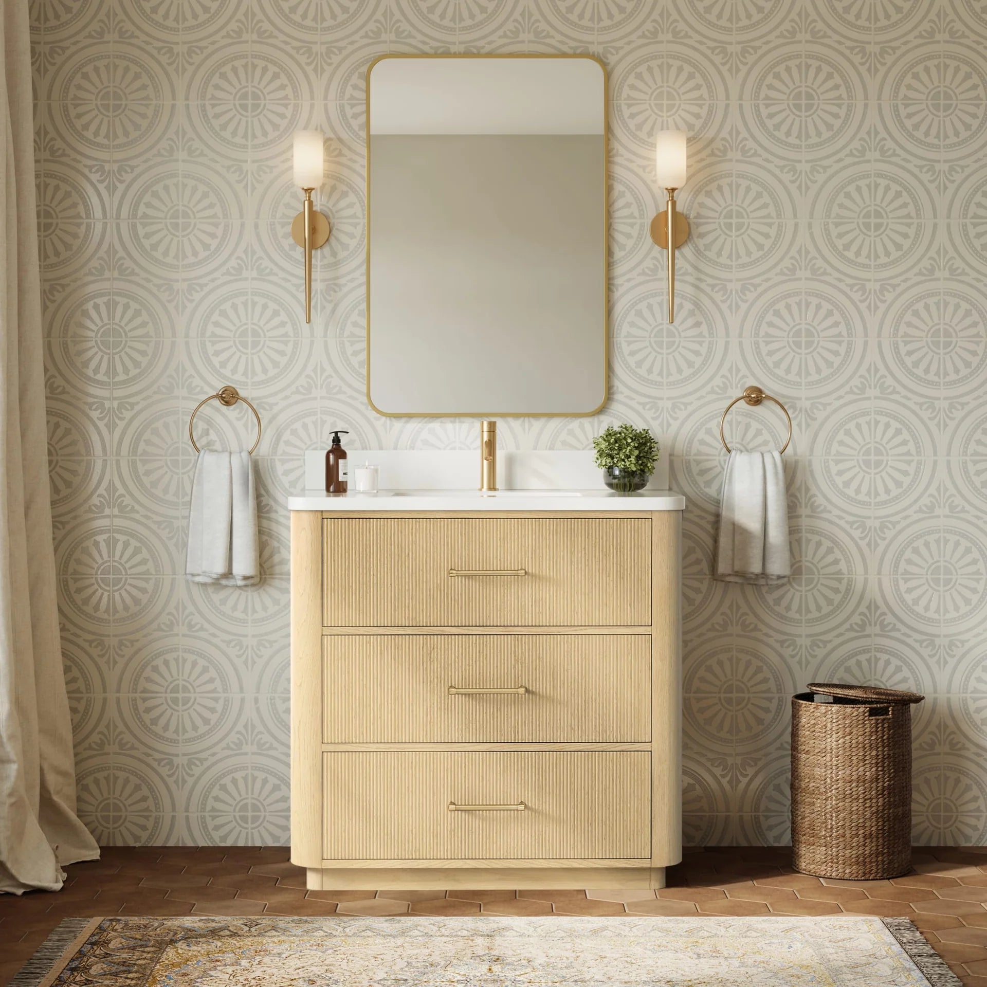 Francesca Bathroom Vanity with Countertop Single Sink Single hole Faucet Setup