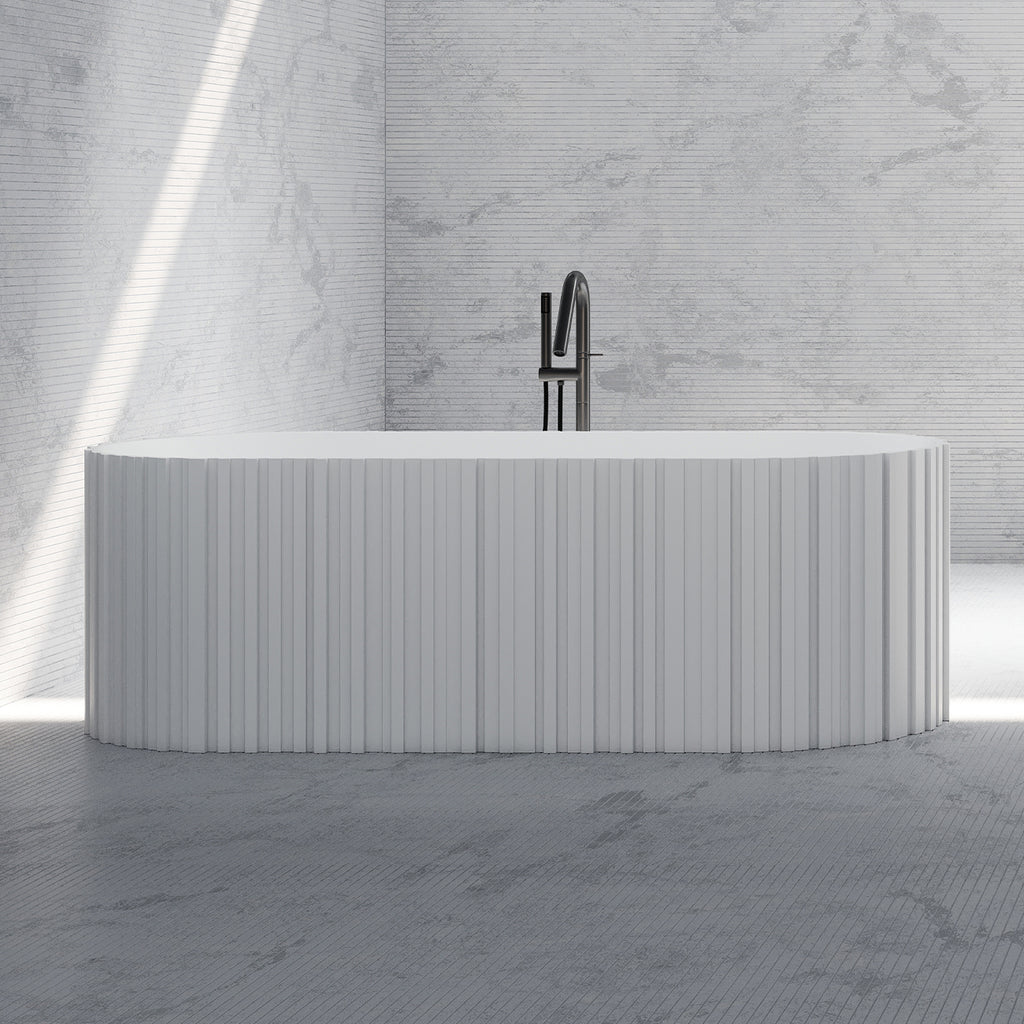 Blaise 67-Inch Solid Surface Fluted Freestanding Bathtub