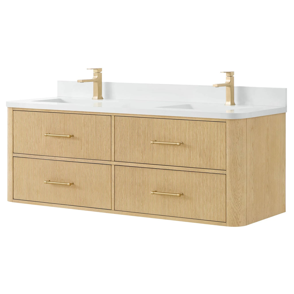 Francesca WM Wall Mounted Bathroom Vanity with Double Sink Single hole Faucet
