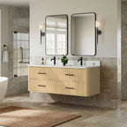 Francesca WM Wall Mounted Bathroom Vanity with Double Sink Single hole Faucet