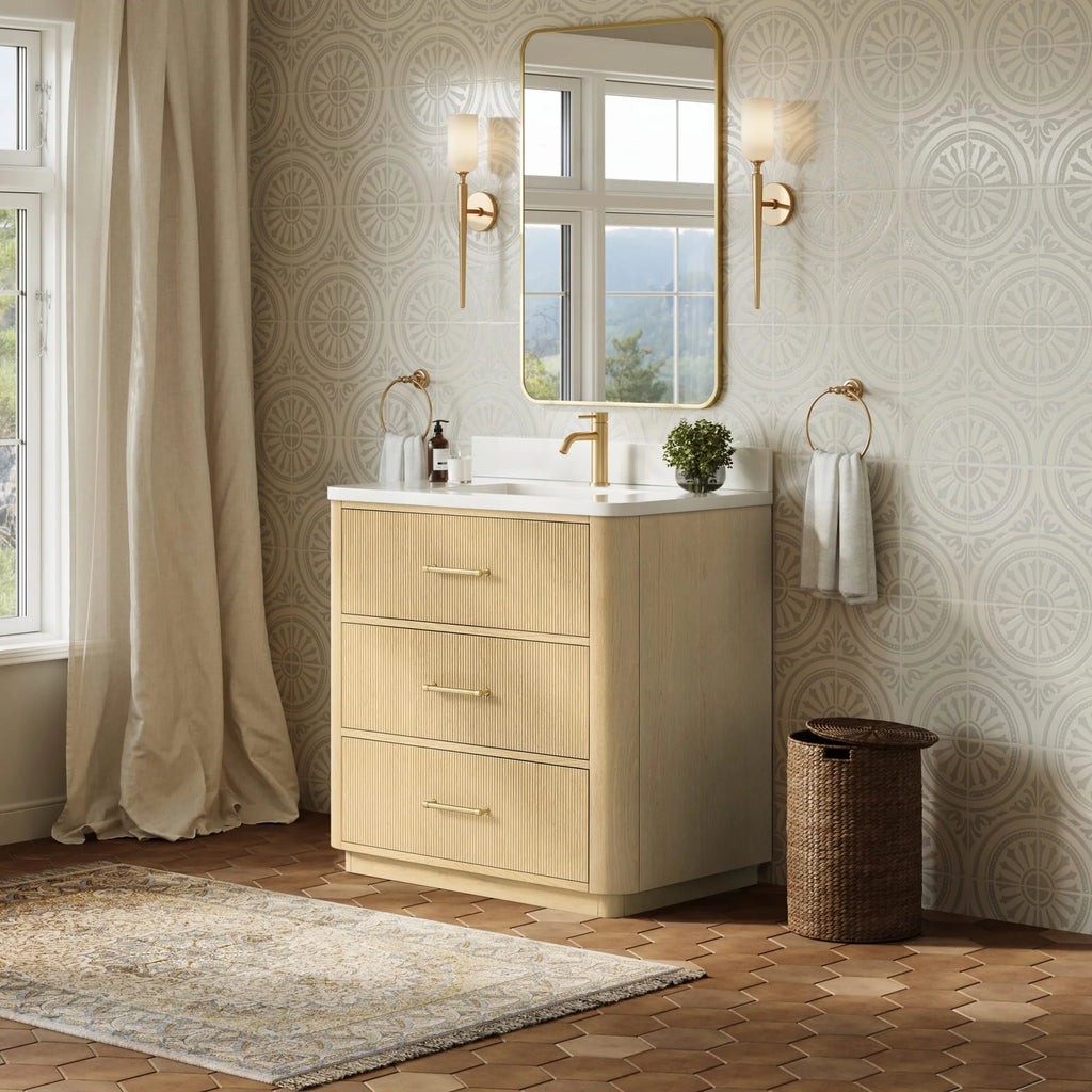 Francesca Bathroom Vanity with Countertop Single Sink Single hole Faucet Setup