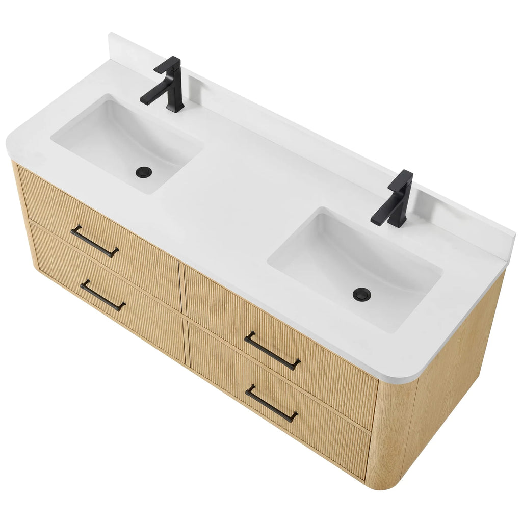 Francesca WM Wall Mounted Bathroom Vanity with Double Sink Single hole Faucet