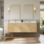 Francesca WM Wall Mounted Bathroom Vanity with Double Sink Single hole Faucet