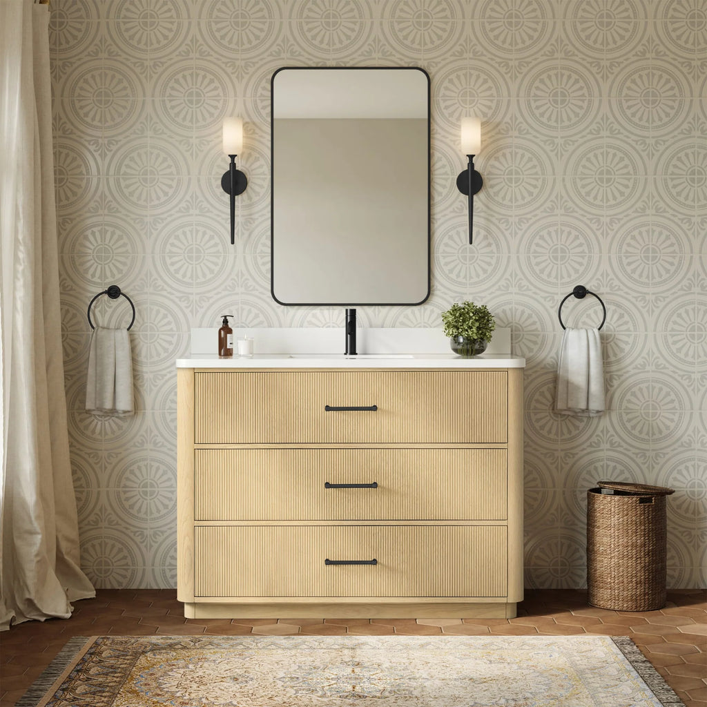 Francesca Bathroom Vanity with Countertop Single Sink Single hole Faucet Setup