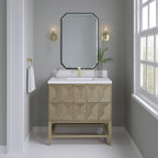 Emmeline Single Vanity, Pebble Oak w/ 3 CM White Zeus Top