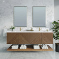 Marcello 72" Double Vanity, Chestnut w/ 3 CM White Zeus Top