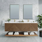 Marcello 72" Double Vanity, Chestnut w/ 3 CM White Zeus Top