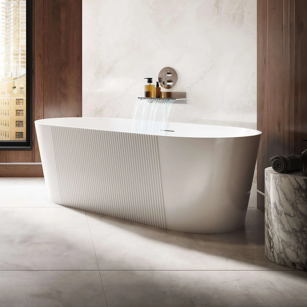 Elowen 67-Inch Acrylic Partial Fluted Soaking Bathtub