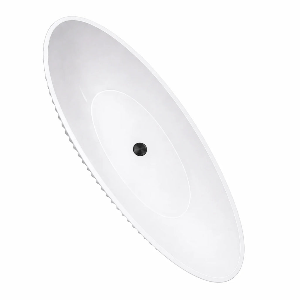 Cassian 71 Inch Acrylic Partial Fluted Double Slipper Freestanding Tub