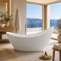 Nerida 73 Inch Acrylic Contemporary Double Slipper Tub - No Faucet Drilling