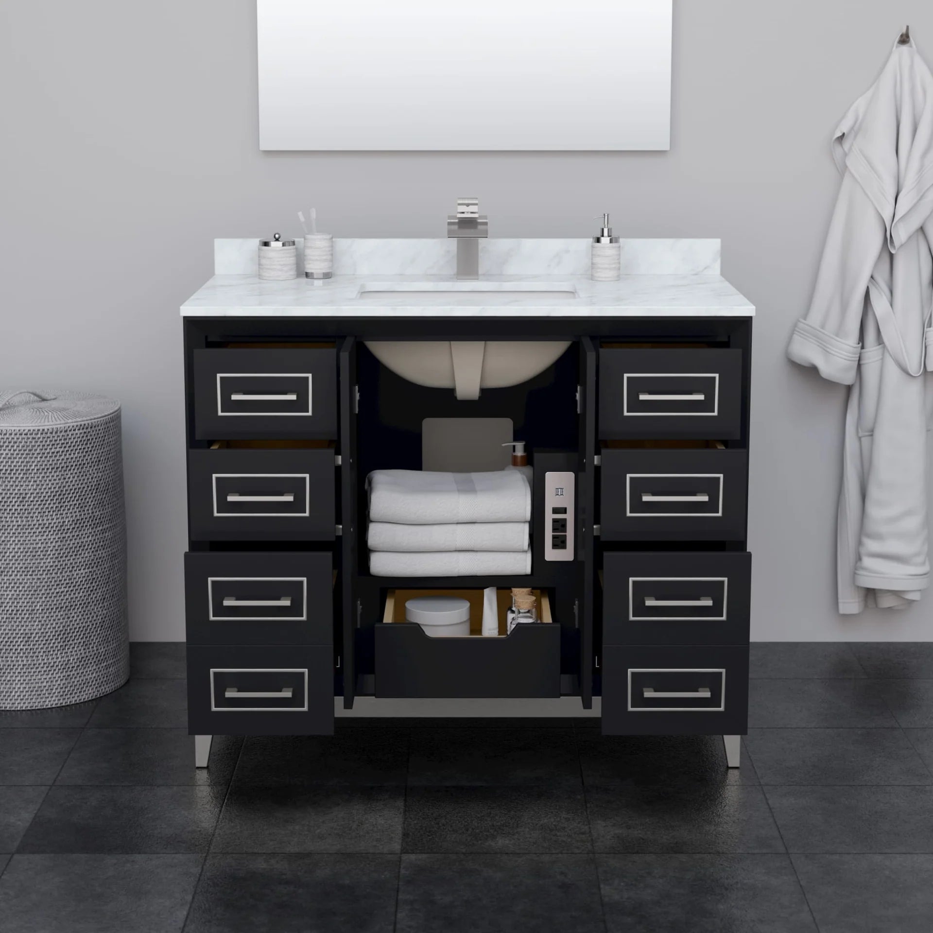 Marlena Bathroom Vanity with Countertop Single Sink Single hole Faucet Setup