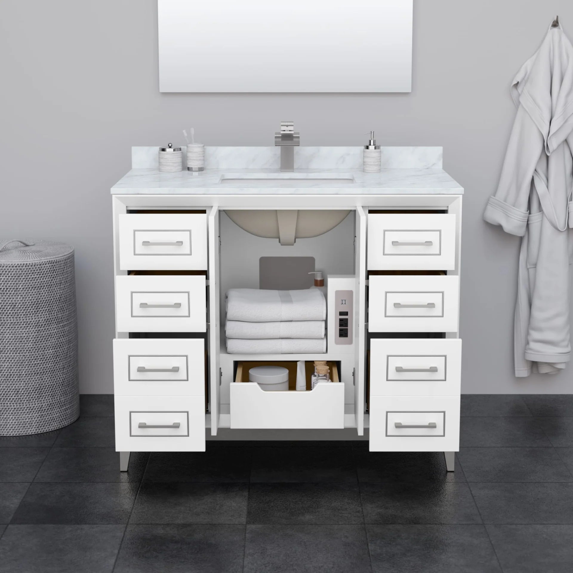 Marlena Bathroom Vanity with Countertop Single Sink Single hole Faucet Setup