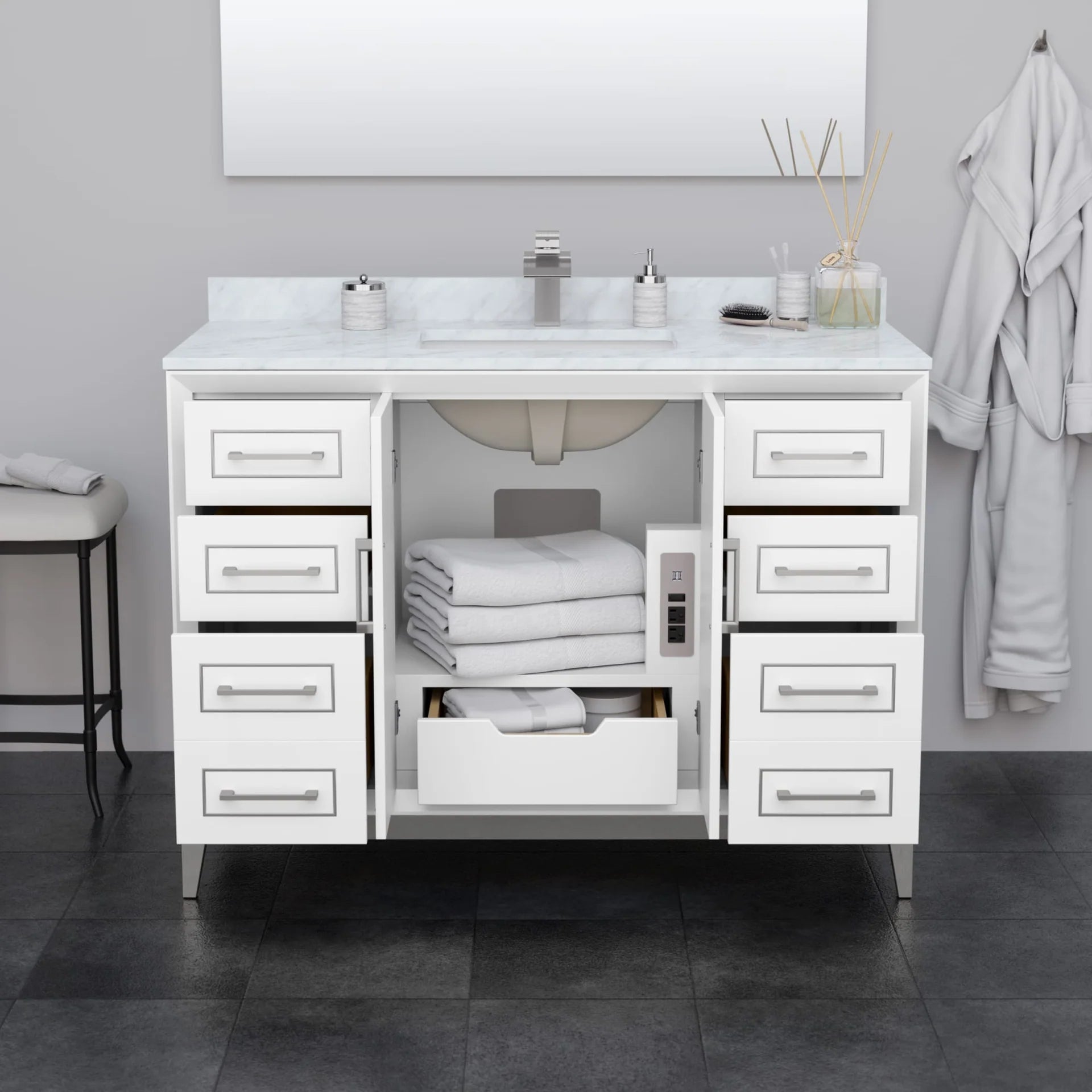 Marlena Bathroom Vanity with Countertop Single Sink Single hole Faucet Setup