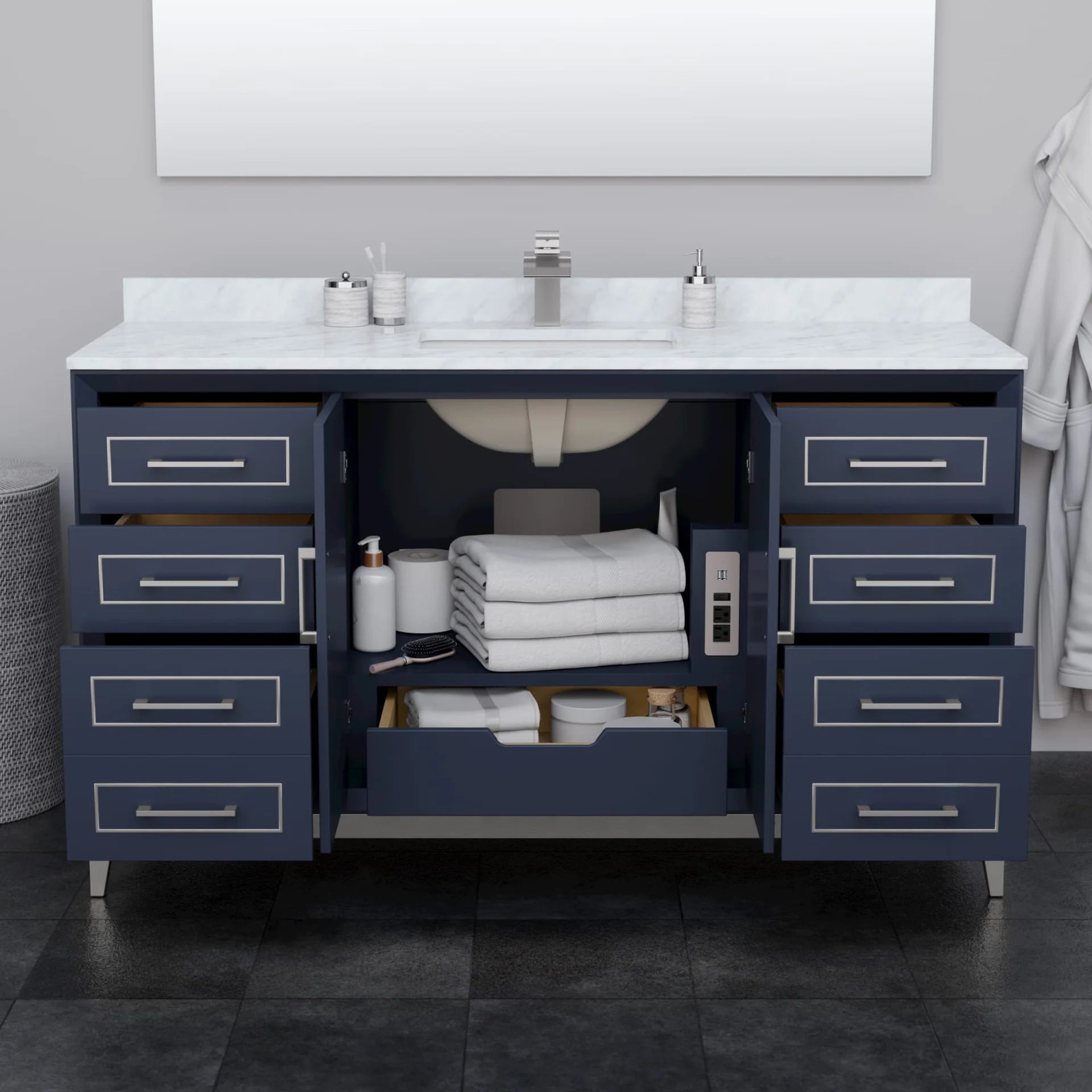 Marlena Bathroom Vanity with Countertop Single Sink Single hole Faucet Setup