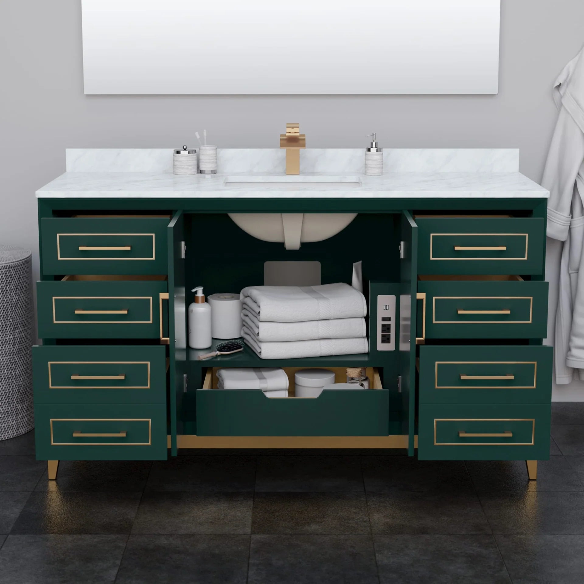 Marlena Bathroom Vanity with Countertop Single Sink Single hole Faucet Setup