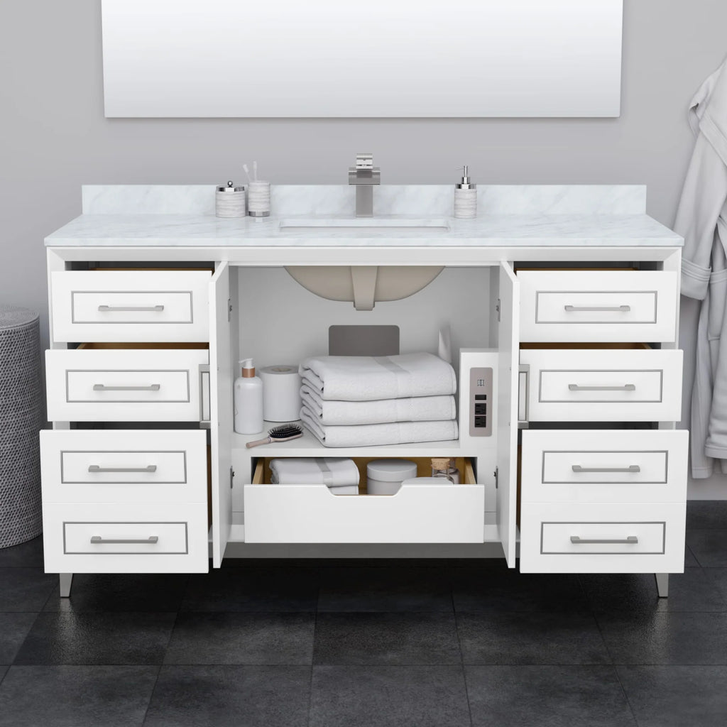 Marlena Bathroom Vanity with Countertop Single Sink Single hole Faucet Setup