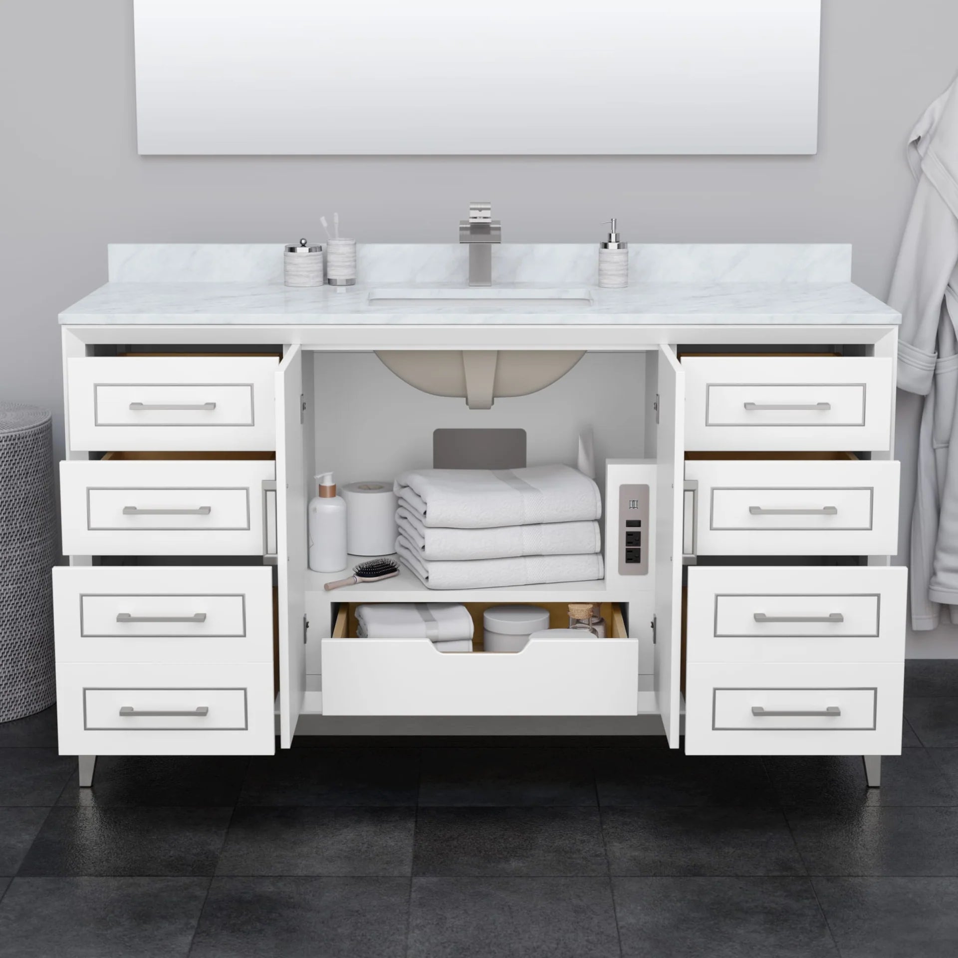 Marlena Bathroom Vanity with Countertop Single Sink Single hole Faucet Setup