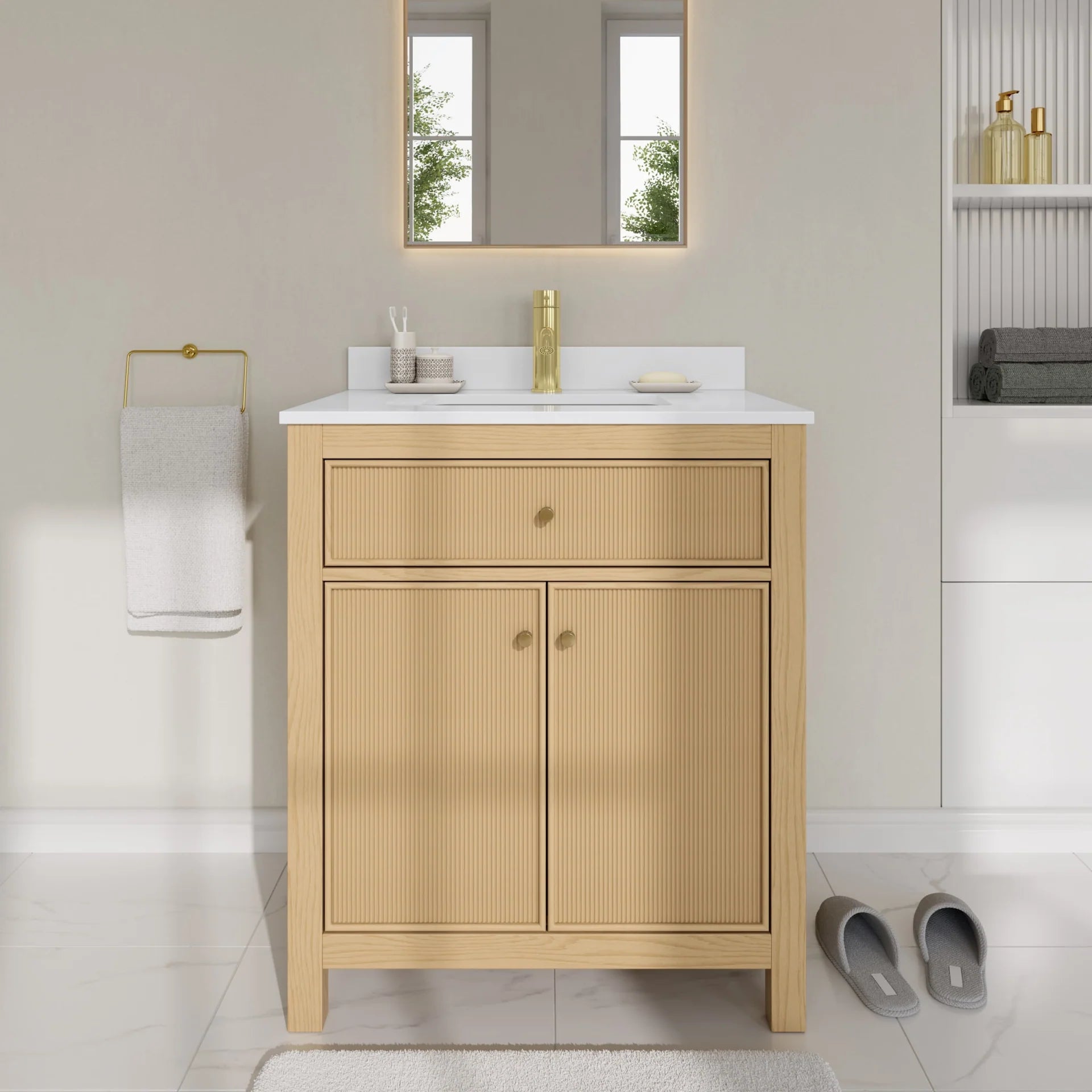 Pendry Bathroom Vanity with Countertop Single Sink Single hole Faucet Setup