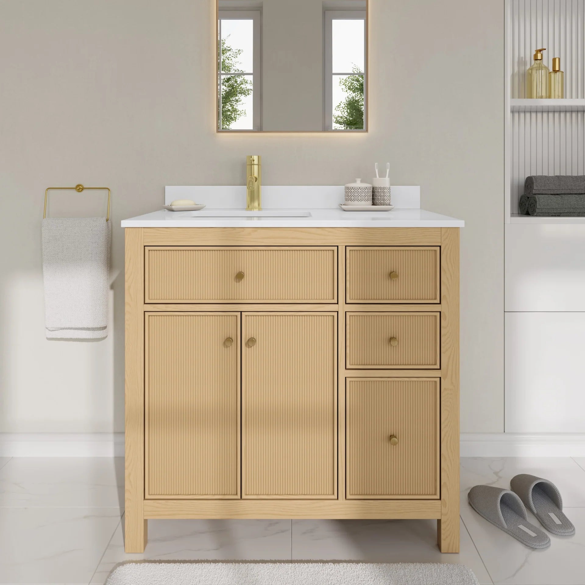 Pendry Bathroom Vanity with Countertop Single Sink Single hole Faucet Setup