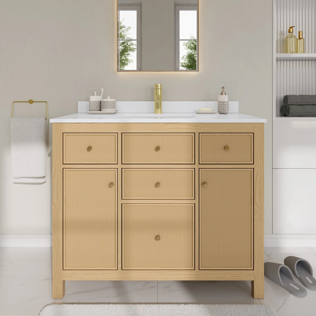 Pendry Bathroom Vanity with Countertop Single Sink Single hole Faucet Setup