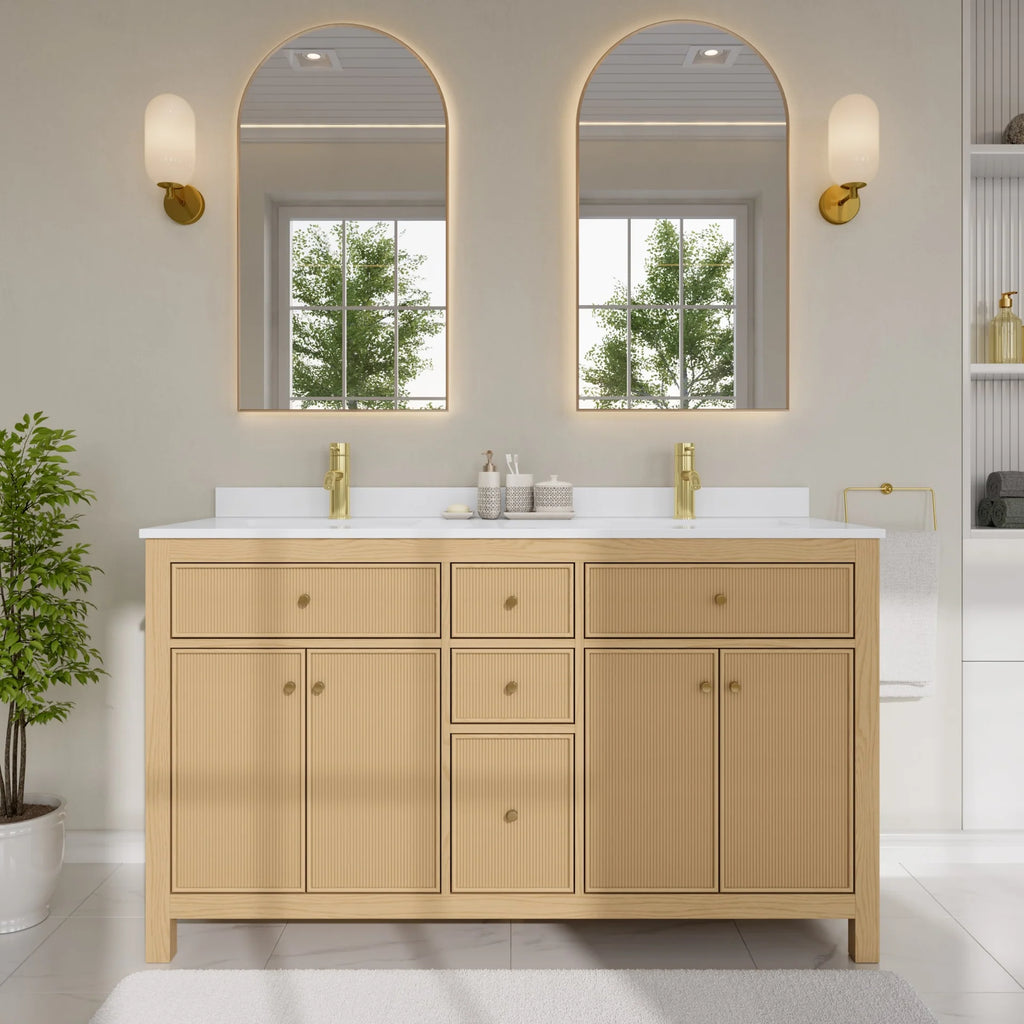 Pendry Bathroom Vanity with Countertop Double Sink Single hole Faucet Setup