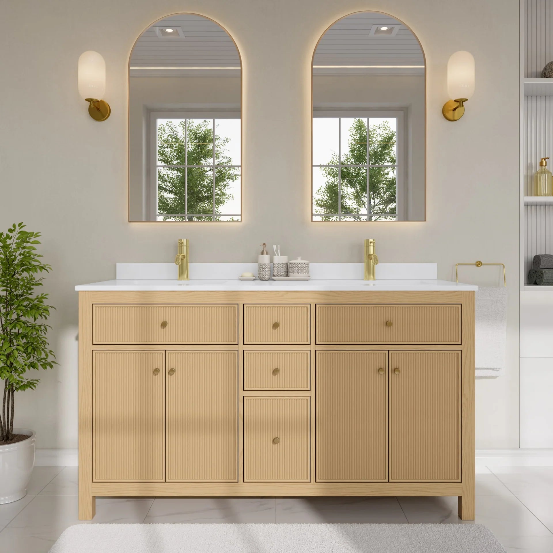 Pendry Bathroom Vanity with Countertop Double Sink Single hole Faucet Setup