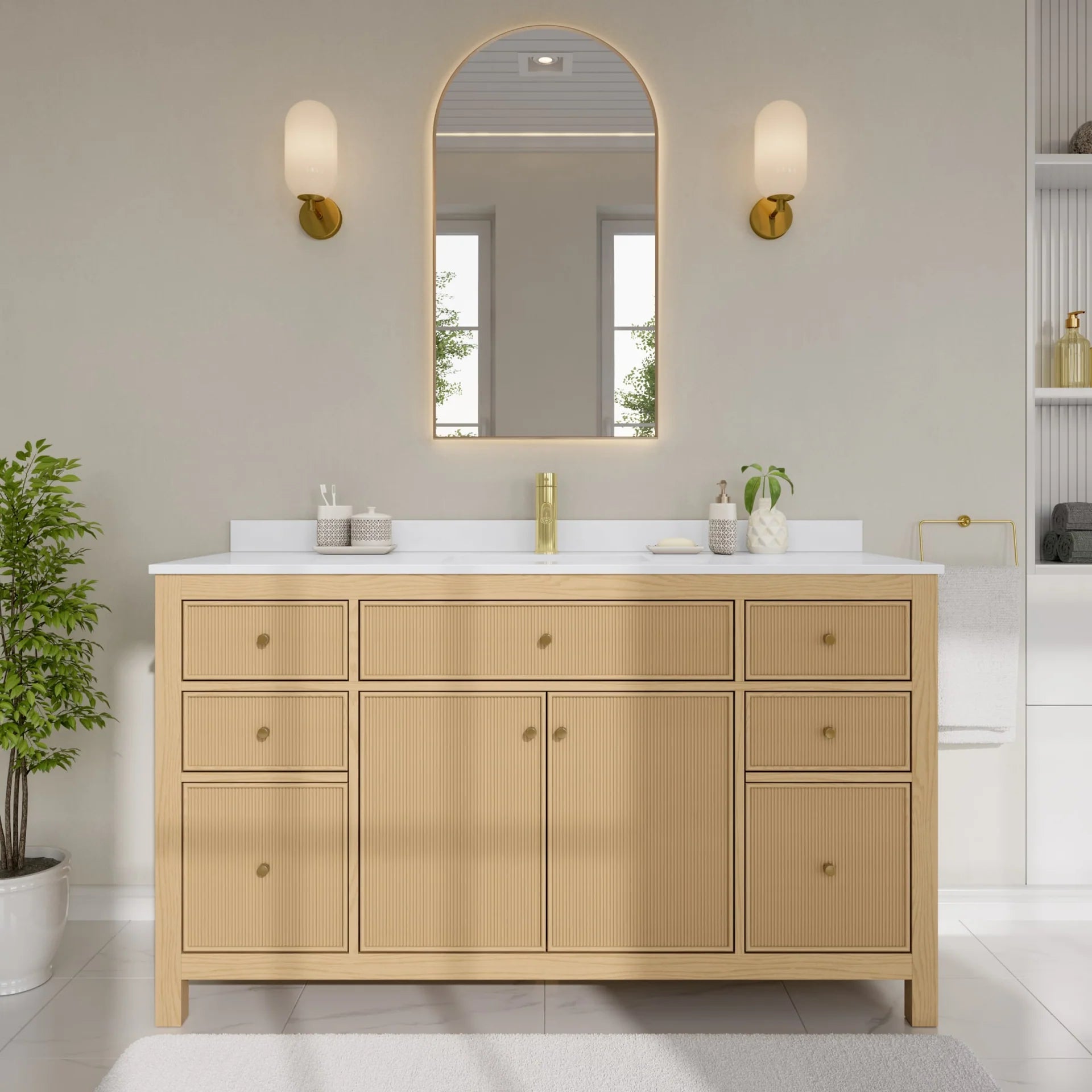 Pendry Bathroom Vanity with Countertop Single Sink Single hole Faucet Setup