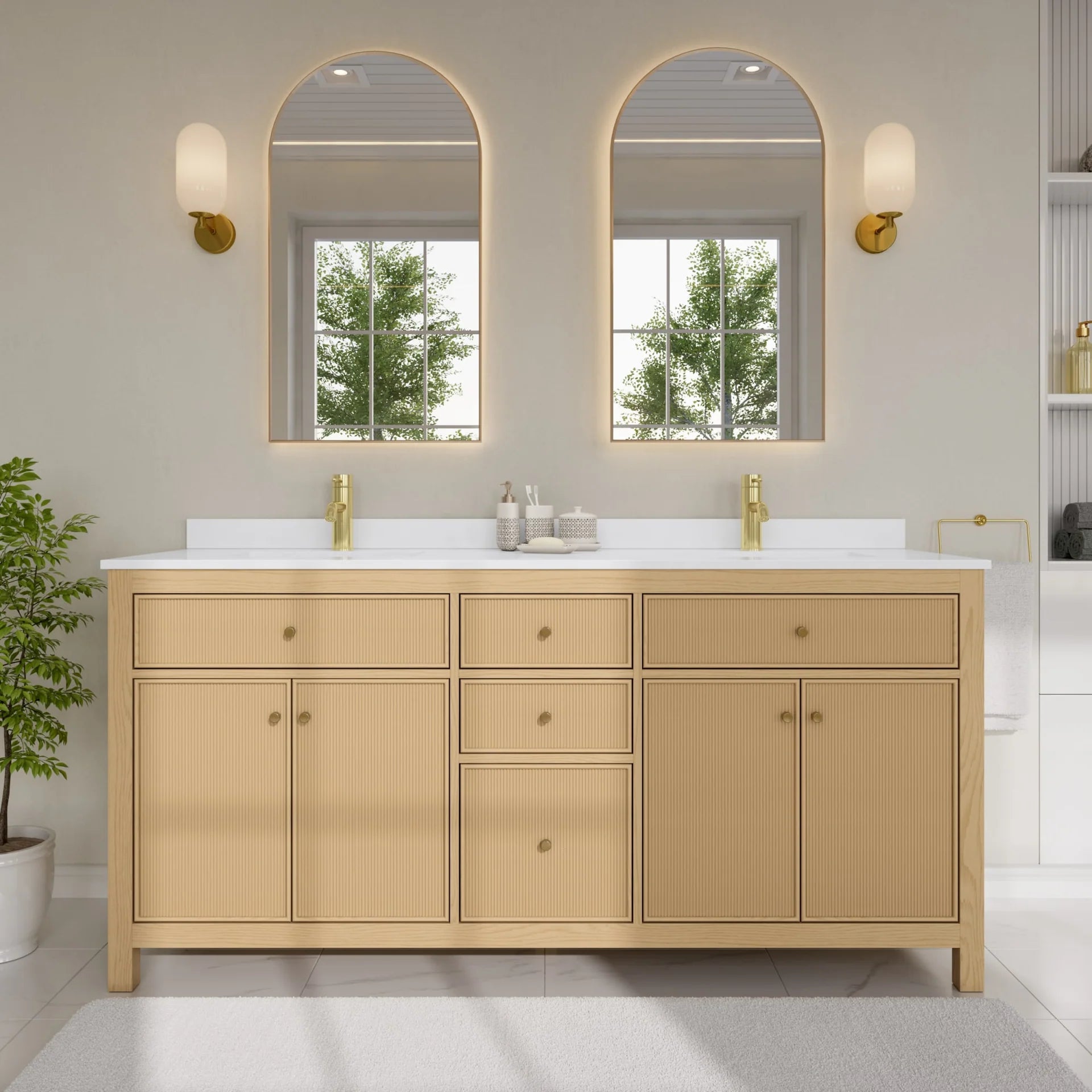 Pendry Bathroom Vanity with Countertop Double Sink Single hole Faucet Setup