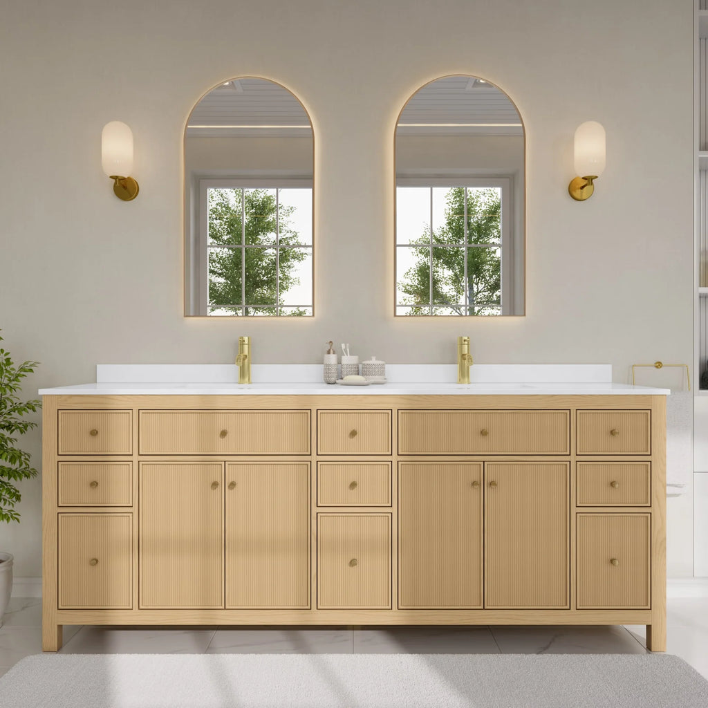 Pendry Bathroom Vanity with Countertop Double Sink Single hole Faucet Setup