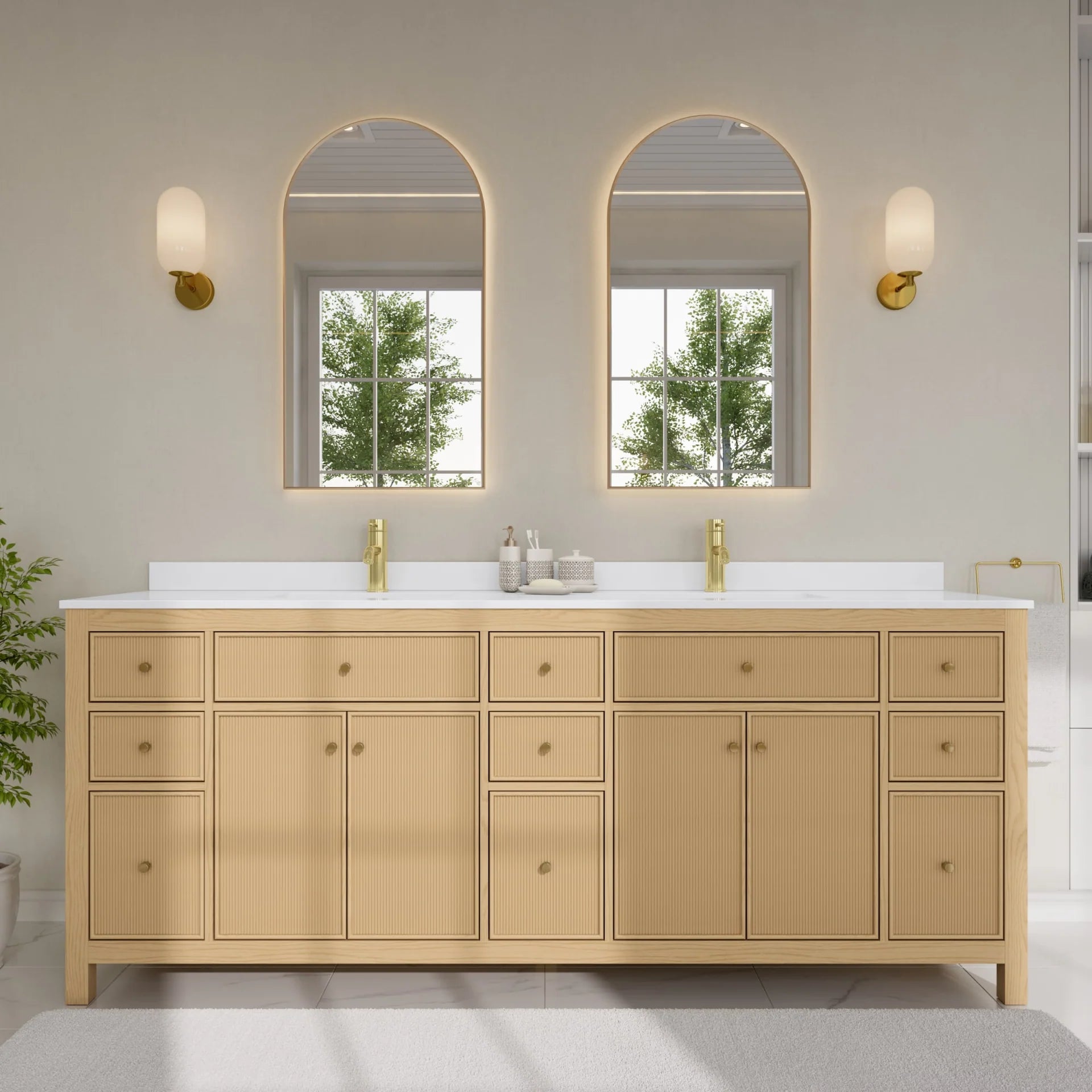 Pendry Bathroom Vanity with Countertop Double Sink Single hole Faucet Setup