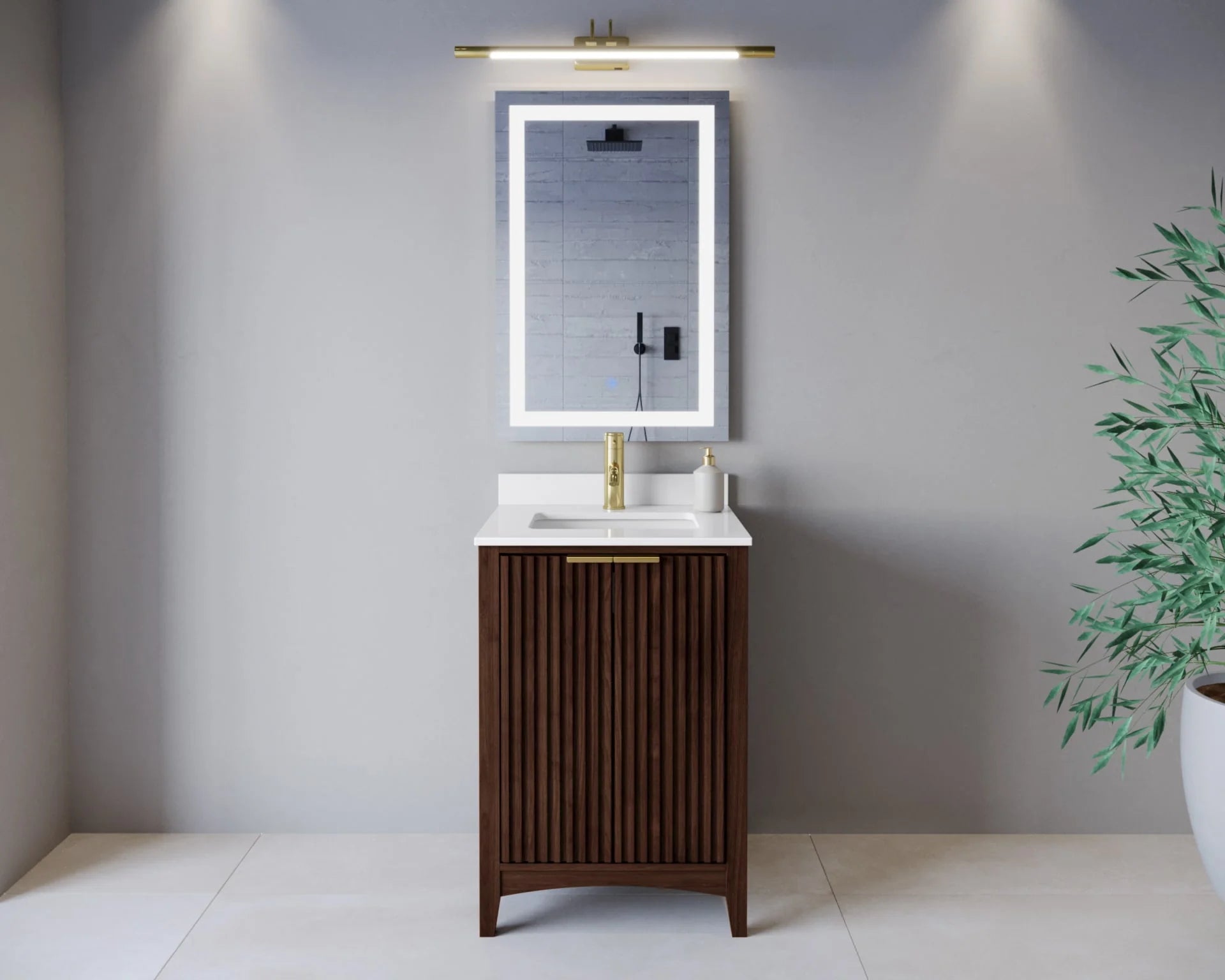 Palmilla Bathroom Vanity with Countertop Single Sink Single hole Faucet Setup