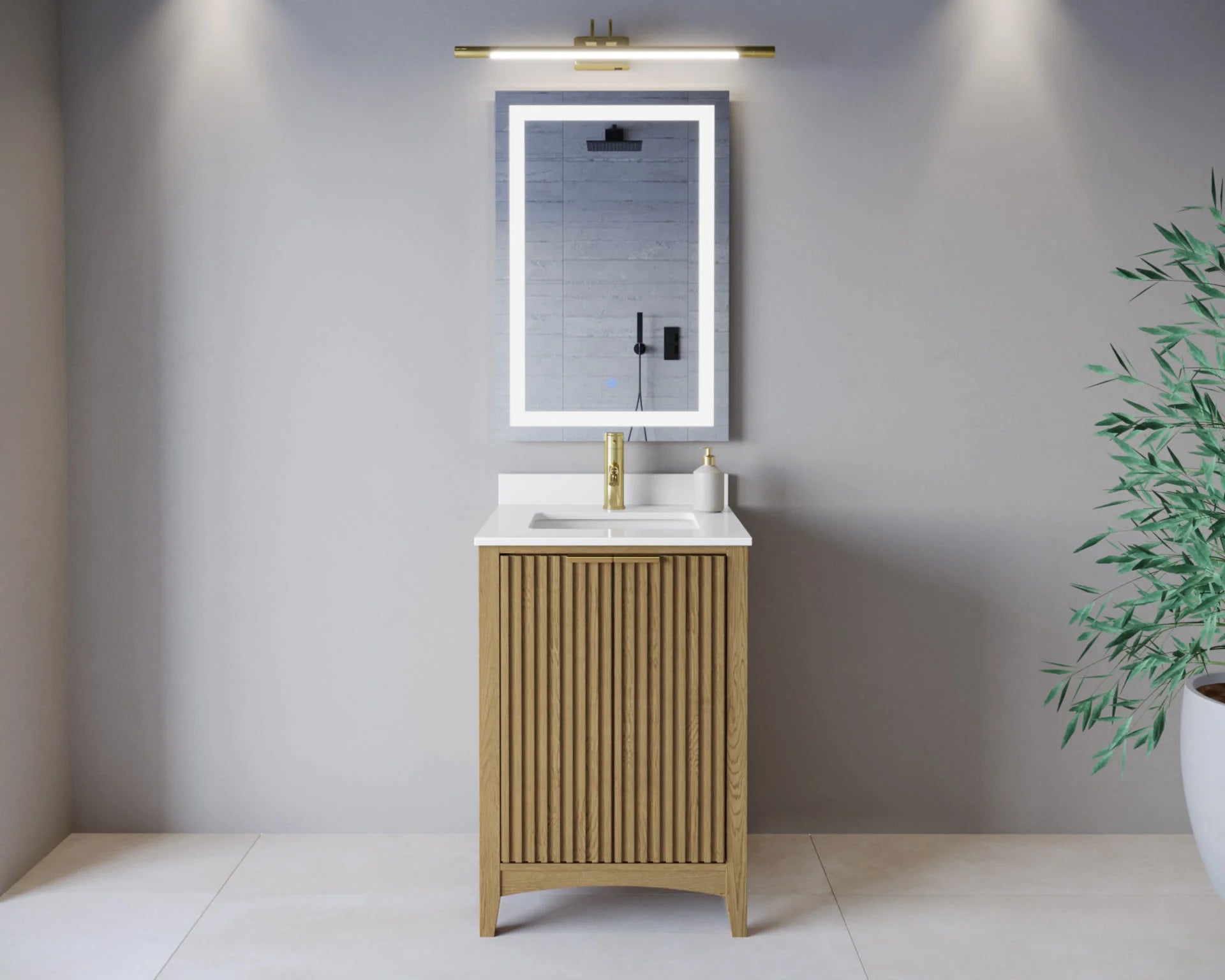 Palmilla Bathroom Vanity with Countertop Single Sink Single hole Faucet Setup