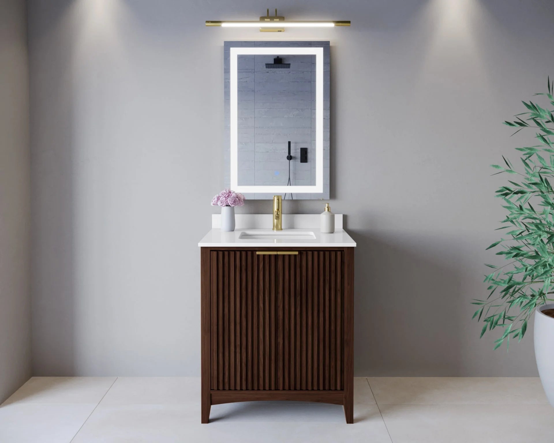 Palmilla Bathroom Vanity with Countertop Single Sink Single hole Faucet Setup