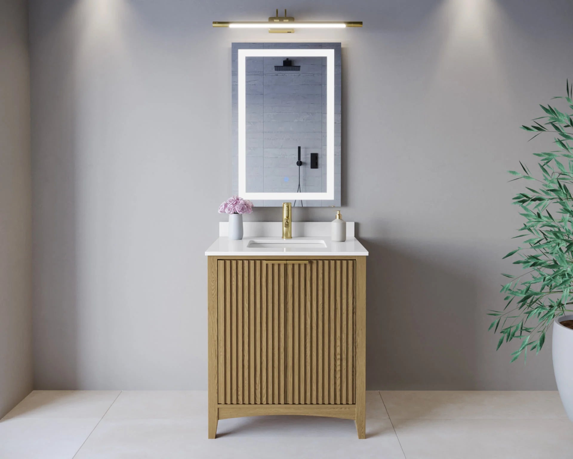 Palmilla Bathroom Vanity with Countertop Single Sink Single hole Faucet Setup