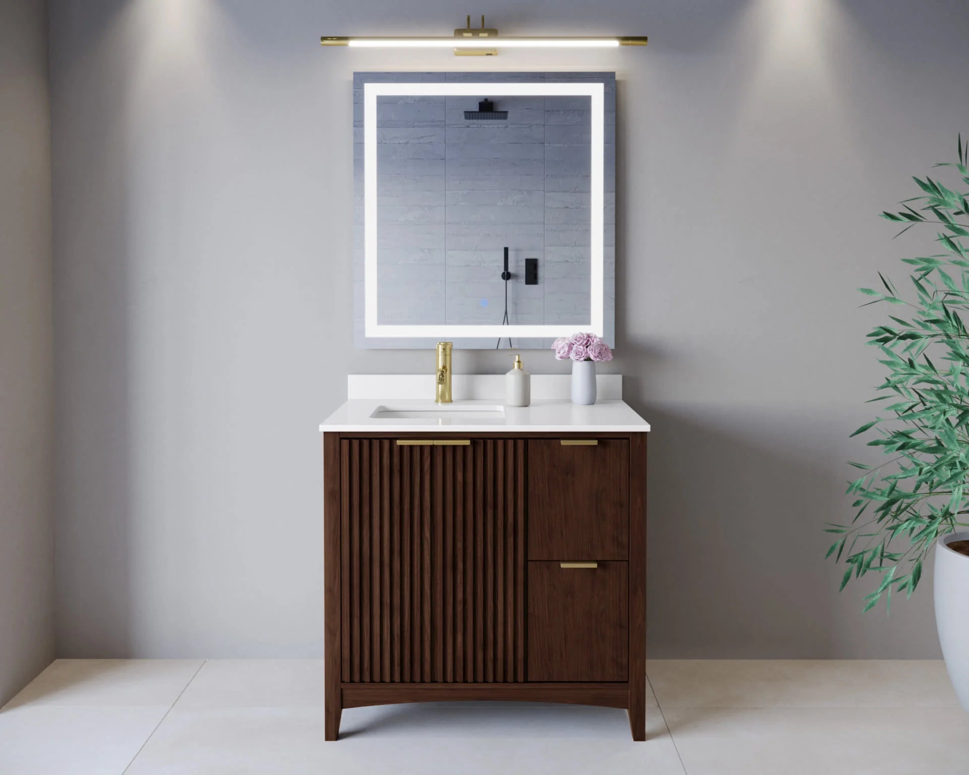 Palmilla Bathroom Vanity with Countertop Single Sink Single hole Faucet Setup