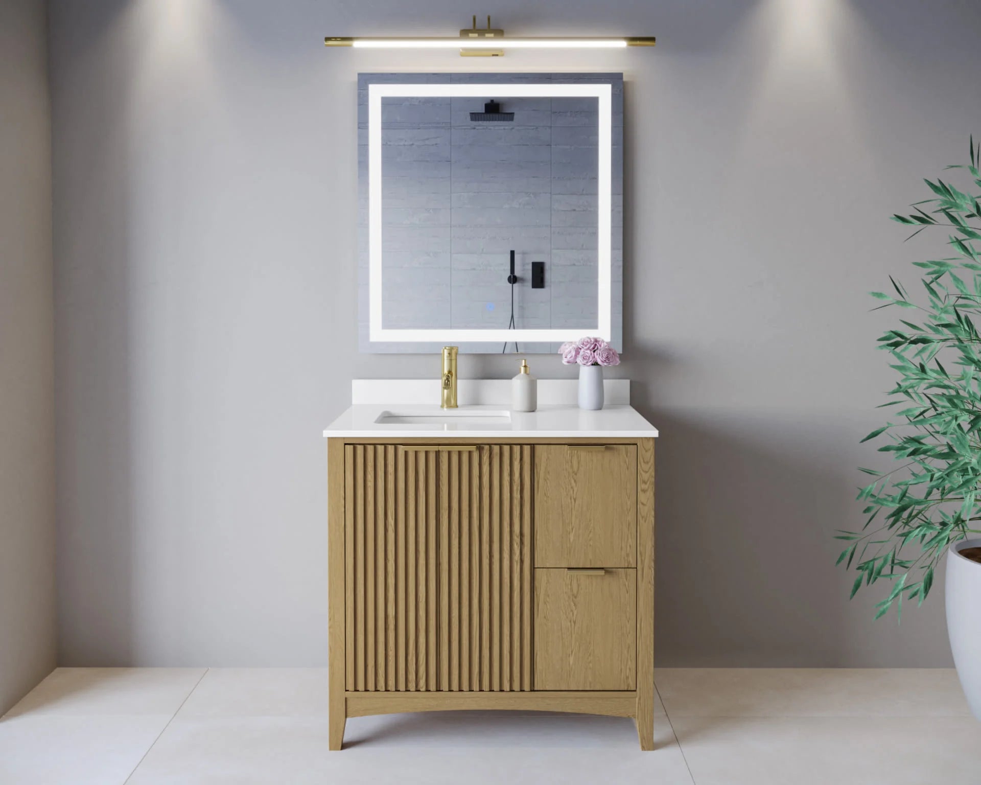 Palmilla Bathroom Vanity with Countertop Single Sink Single hole Faucet Setup