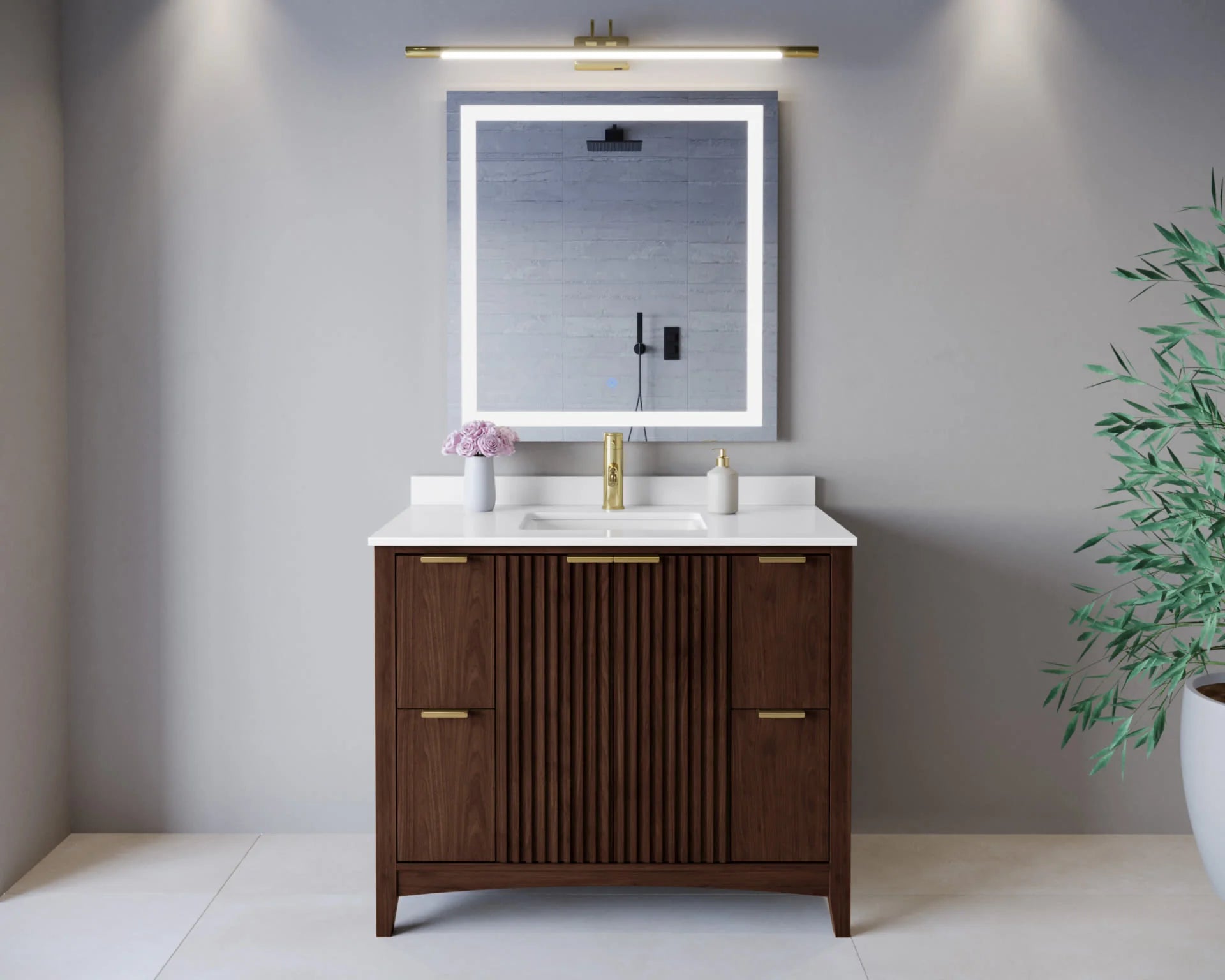 Palmilla Bathroom Vanity with Countertop Single Sink Single hole Faucet Setup