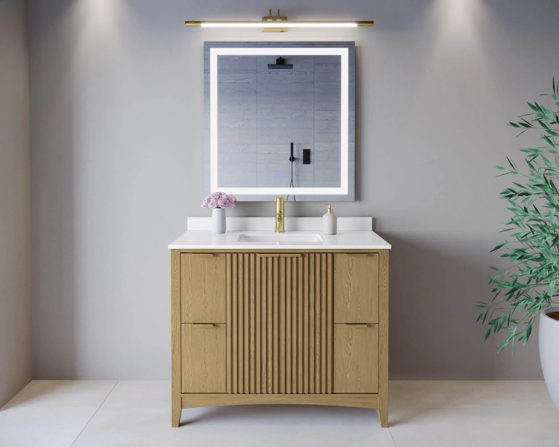 Palmilla Bathroom Vanity with Countertop Single Sink Single hole Faucet Setup