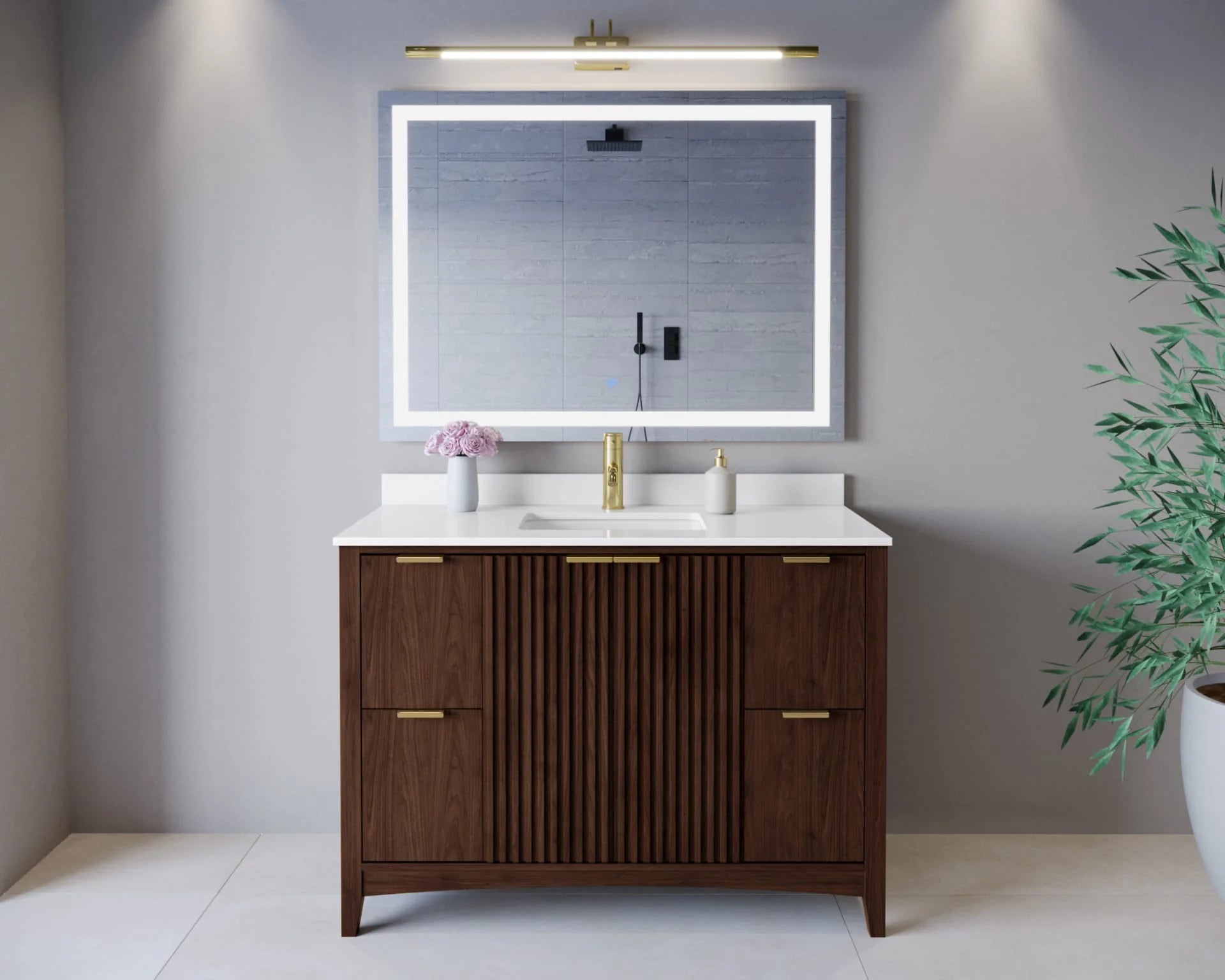 Palmilla Bathroom Vanity with Countertop Single Sink Single hole Faucet Setup